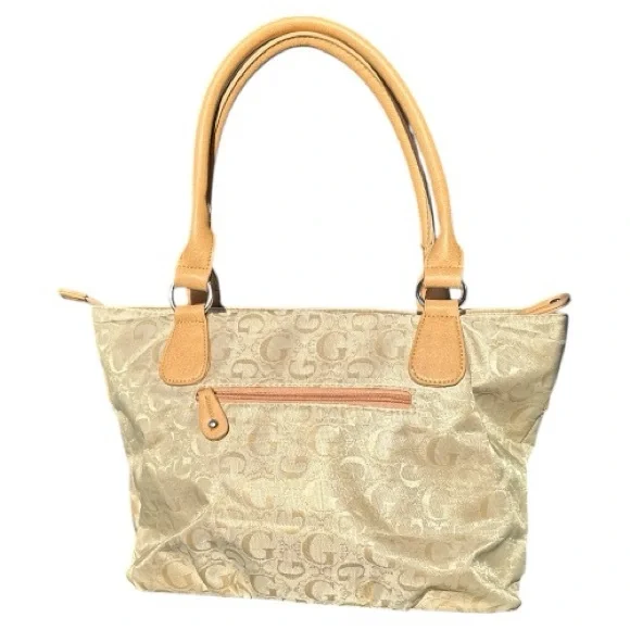 Guess G-logo Beige and Tan Shoulder Bag Double Strap - Picture 2 of 12